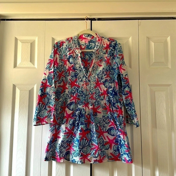 Lilly Pulitzer “She She Shells” Sarasota Tunic with Beaded Embellishments size M - Picture 3 of 8